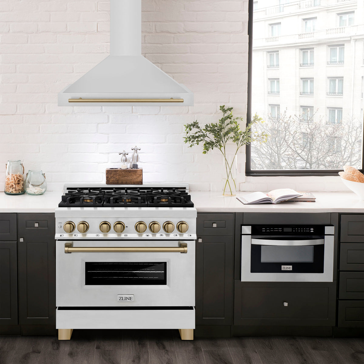 ZLINE 36 in. Autograph Edition Stainless Steel Range Hood with Stainless Steel Shell and Accents (KB4STZ-36) - MyBBQDirect