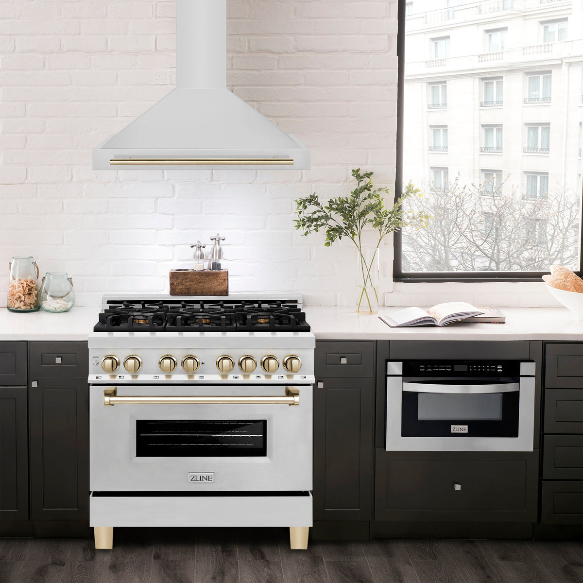 ZLINE 36 in. Autograph Edition Stainless Steel Range Hood with Stainless Steel Shell and Accents (KB4STZ-36) - MyBBQDirect