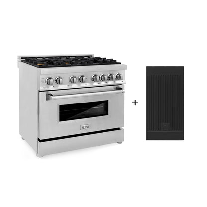 ZLINE 36 in. 4.6 cu. ft. Electric Oven and Gas Cooktop Dual Fuel Range with Griddle and Brass Burners in Stainless Steel (RA-BR-GR-36) - MyBBQDirect