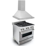 ZLINE 30 in. Kitchen Package with Stainless Steel Dual Fuel Range with DuraSnow Door and Convertible Vent Range Hood (2KP-RASNRH30) - MyBBQDirect