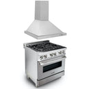 ZLINE 30 in. Kitchen Package with Stainless Steel Dual Fuel Range with DuraSnow Door and Convertible Vent Range Hood (2KP-RASNRH30) - MyBBQDirect