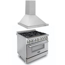 ZLINE 36 in. Kitchen Package with Stainless Steel Dual Fuel Range with DuraSnow Door and Convertible Vent Range Hood (2KP-RASNRH36) - MyBBQDirect