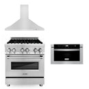 ZLINE 30 in. Kitchen Package with Stainless Steel Dual Fuel Range, Convertible Vent Range Hood and Microwave Drawer (3KP-RARH30-MW) - MyBBQDirect