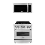 ZLINE 30 in. Kitchen Package with Stainless Steel Dual Fuel Range and Over The Range Microwave with Modern Handle (2KP-RAOTR30) - MyBBQDirect