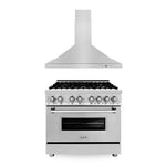 ZLINE 36 in. Kitchen Package with Stainless Steel Dual Fuel Range and Convertible Vent Range Hood (2KP-RARH36) - MyBBQDirect