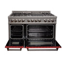 ZLINE 48 in. Kitchen Package with DuraSnow Stainless Steel Dual Fuel Range with Red Matte Door and Convertible Vent Range Hood (2KP-RASRMRH48) - MyBBQDirect