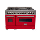 ZLINE 48 in. Kitchen Package with DuraSnow Stainless Steel Dual Fuel Range with Red Matte Door and Convertible Vent Range Hood (2KP-RASRMRH48) - MyBBQDirect