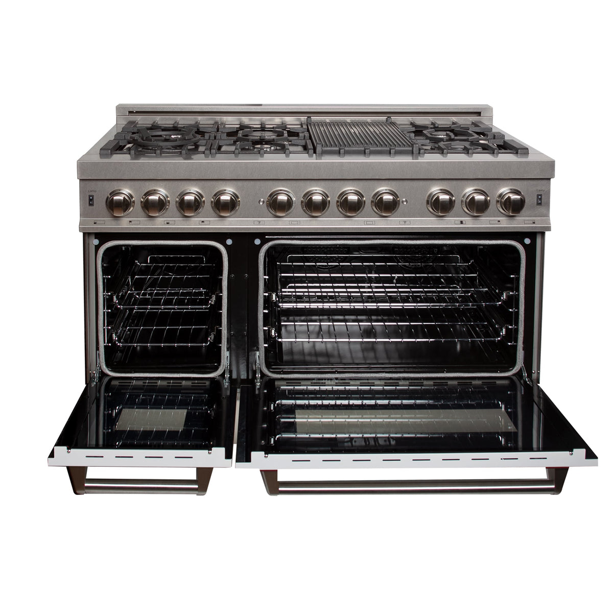 ZLINE 48 in. Kitchen Package with DuraSnow Stainless Steel Dual Fuel Range with White Matte Door and Convertible Vent Range Hood (2KP-RASWMRH48) - MyBBQDirect