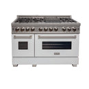 ZLINE 48 in. Kitchen Package with DuraSnow Stainless Steel Dual Fuel Range with White Matte Door and Convertible Vent Range Hood (2KP-RASWMRH48) - MyBBQDirect