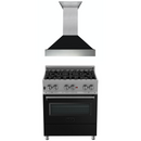 ZLINE 30 in. Kitchen Package with DuraSnow Stainless Steel Dual Fuel Range with Black Matte Door and Convertible Vent Range Hood (2KP-RASBLMRH30) - MyBBQDirect