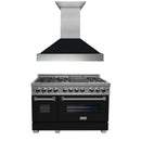 ZLINE 48 in. Kitchen Package with DuraSnow Stainless Steel Dual Fuel Range with Black Matte Door and Convertible Vent Range Hood (2KP-RASBLMRH48) - MyBBQDirect