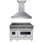 ZLINE 48 in. Kitchen Package with DuraSnow Stainless Steel Dual Fuel Range with White Matte Door and Convertible Vent Range Hood (2KP-RASWMRH48) - MyBBQDirect