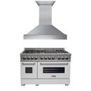 ZLINE 48 in. Kitchen Package with DuraSnow Stainless Steel Dual Fuel Range with White Matte Door and Convertible Vent Range Hood (2KP-RASWMRH48) - MyBBQDirect