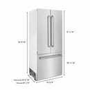 ZLINE 36 in. 19.6 cu. ft. Built-In 3-Door French Door Refrigerator with Internal Water and Ice Dispenser in Stainless Steel (RBIV-304-36) - MyBBQDirect