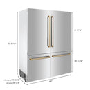 ZLINE 60 in. Autograph Edition 32.2 cu. ft. Built-in 4-Door French Door Refrigerator with Internal Water and Ice Dispenser in Stainless Steel with Polished Gold Accents (RBIVZ-304-60-G)