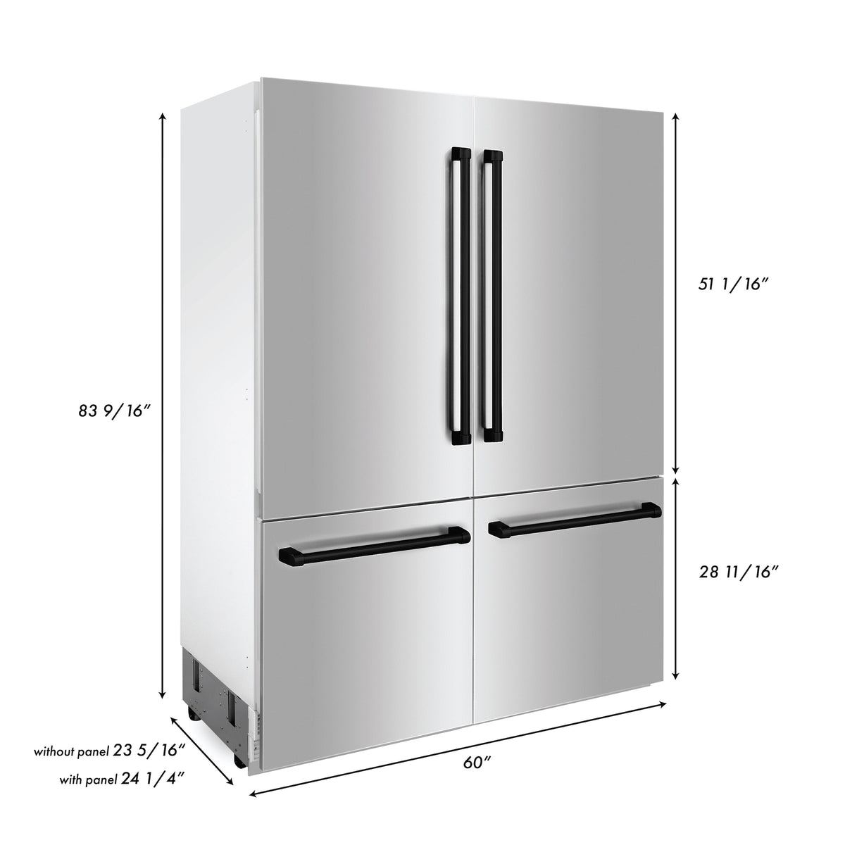 ZLINE 60 in. Autograph Edition 32.2 cu. ft. Built-in 4-Door French Door Refrigerator with Internal Water and Ice Dispenser in Stainless Steel with Matte Black Accents (RBIVZ-304-60-MB) - MyBBQDirect