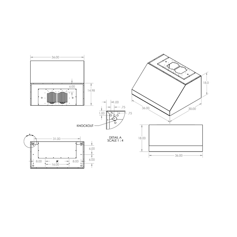 48" Vent Hood w/ 1200 CFM Blowers - RVH48