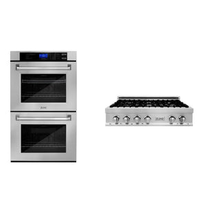 ZLINE Kitchen Package with 36 in. Stainless Steel Rangetop and 30 in. Double Wall Oven (2KP-RTAWD36) - MyBBQDirect