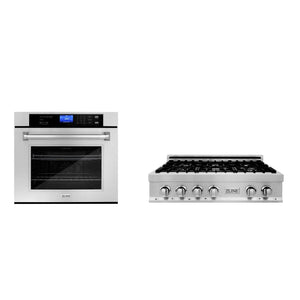 ZLINE Kitchen Package with 30 in. Stainless Steel Rangetop and 30 in. Single Wall Oven (2KP-RTAWS30) - MyBBQDirect