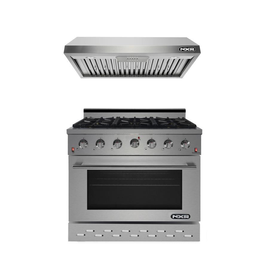 NXR 36" Propane Gas Range & Under Cabinet Hood Bundle, Stainless Steel SC3611LPEHBD - MyBBQDirect