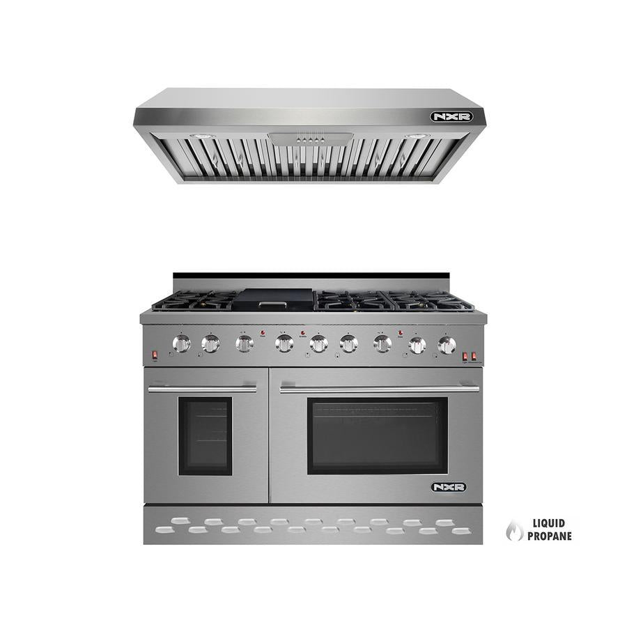 NXR 48 in. Propane Gas Range and Under Cabinet Range Hood Package, SC4811LPEHBD - MyBBQDirect