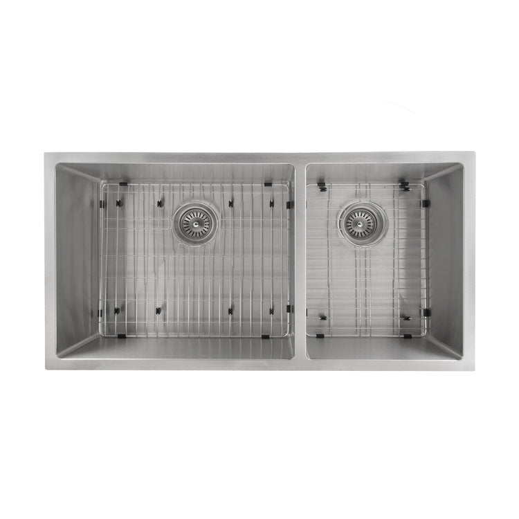 ZLINE 36 in. Chamonix Undermount Double Bowl Kitchen Sink with Bottom Grid (SR60D-36) - MyBBQDirect