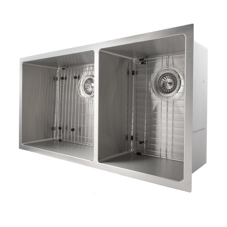 ZLINE 36 in. Chamonix Undermount Double Bowl Kitchen Sink with Bottom Grid (SR60D-36) - MyBBQDirect