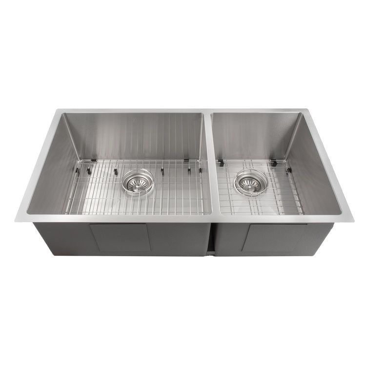 ZLINE 36 in. Chamonix Undermount Double Bowl Kitchen Sink with Bottom Grid (SR60D-36) - MyBBQDirect