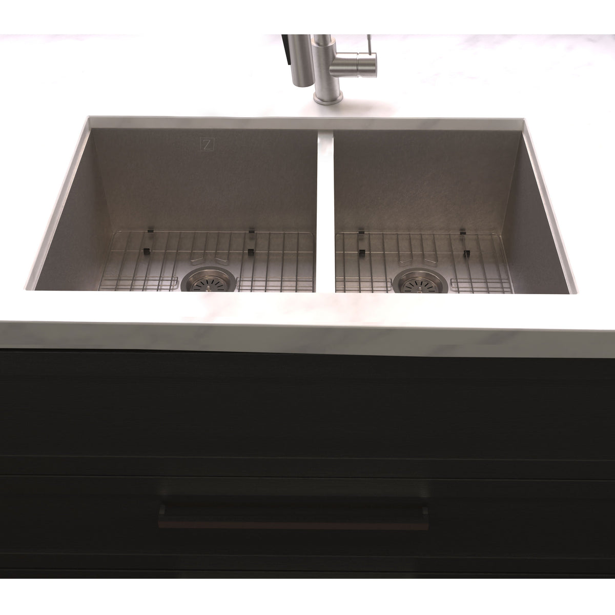 ZLINE 36 in. Chamonix Undermount Double Bowl Kitchen Sink with Bottom Grid (SR60D-36) - MyBBQDirect