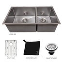 ZLINE 36 in. Chamonix Undermount Double Bowl Kitchen Sink with Bottom Grid (SR60D-36) - MyBBQDirect