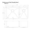 ZLINE 36 in. Chamonix Undermount Double Bowl Kitchen Sink with Bottom Grid (SR60D-36) - MyBBQDirect