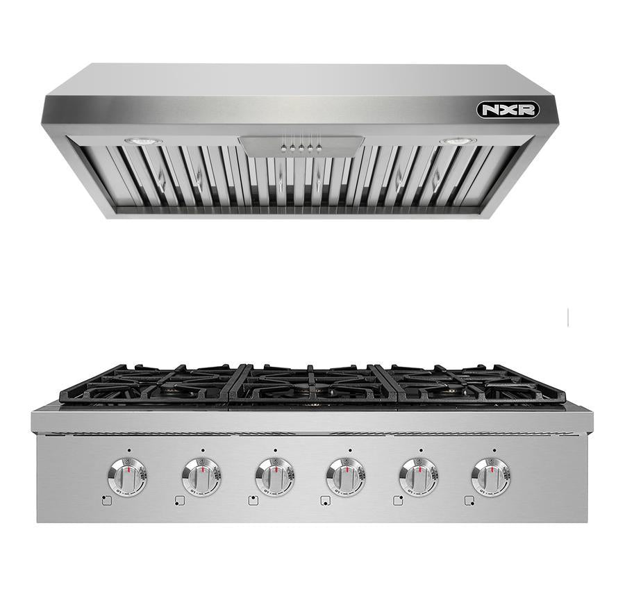 NXR 36" Natural Gas Cooktop & Under Cabinet Hood Bundle, Stainless Steel SCT3611EHBD - MyBBQDirect