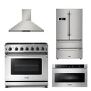 Thor Kitchen Appliance Package - 36 in. Gas Range, Range Hood, Refrigerator, Microwave Drawer - TMD-LRG3601U-2401
