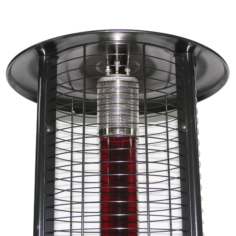 RADtec 80" Ellipse Flame Propane Patio Heater - Black with Ruby Glass 80-ELL-FLM-HT