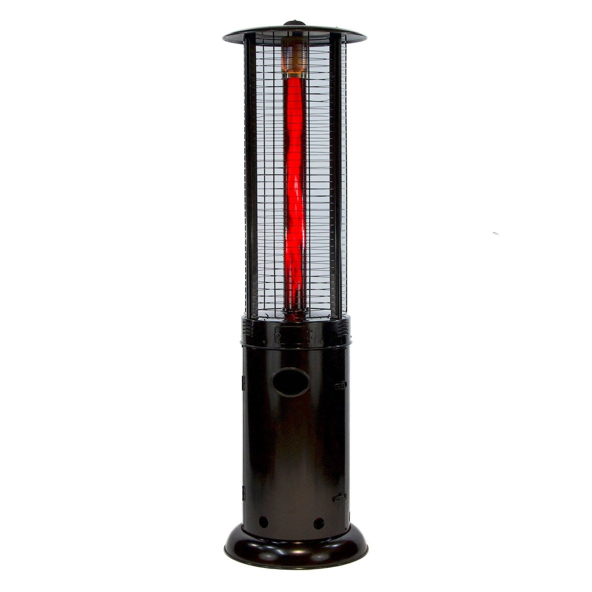 RADtec 80" Ellipse Flame Propane Patio Heater - Black with Ruby Glass 80-ELL-FLM-HT