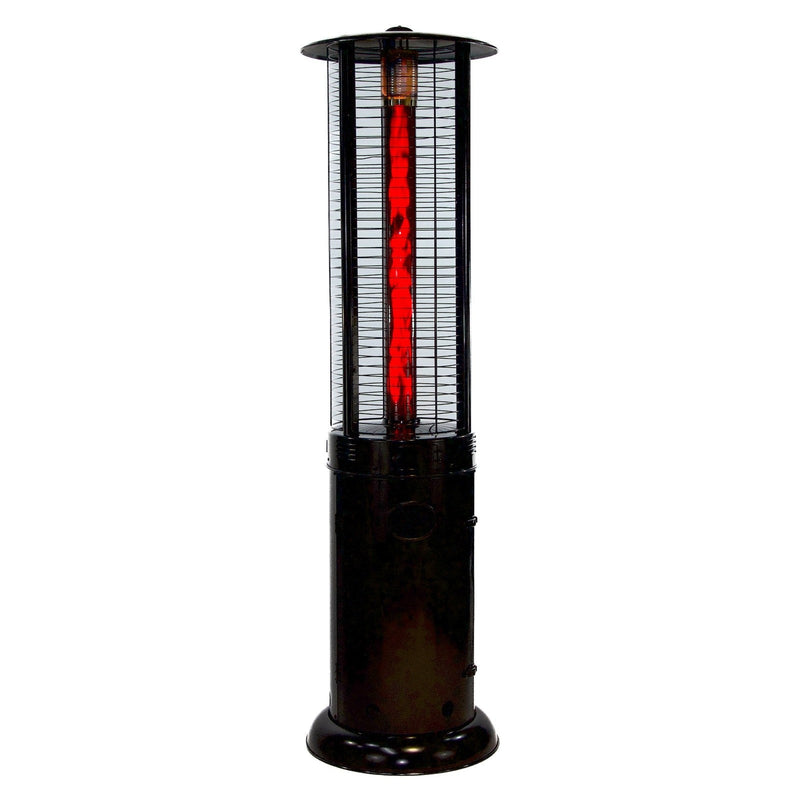 RADtec 80" Ellipse Flame Propane Patio Heater - Black with Ruby Glass 80-ELL-FLM-HT