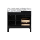 Lexora Zilara 36" Black and Grey Vanity, Castle Grey Marble Top, White Square Sink, and Balzani Gun Metal Faucet Set - LZ342236SLISFBG - MyBBQDirect