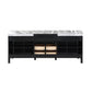 Lexora Zilara 84" Black and Grey Double Vanity, Castle Grey Marble Tops, White Square Sinks, Monte Chrome Faucet Set, and 34" Frameless Mirrors - LZ342284DLISM34FBG - MyBBQDirect