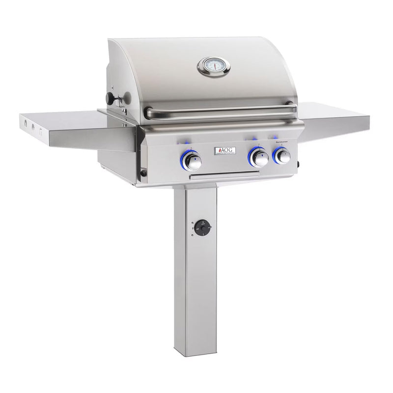 American Outdoor Grill L-Series 24-Inch 2-Burner Natural Gas Grill On In-Ground Post With Rotisserie