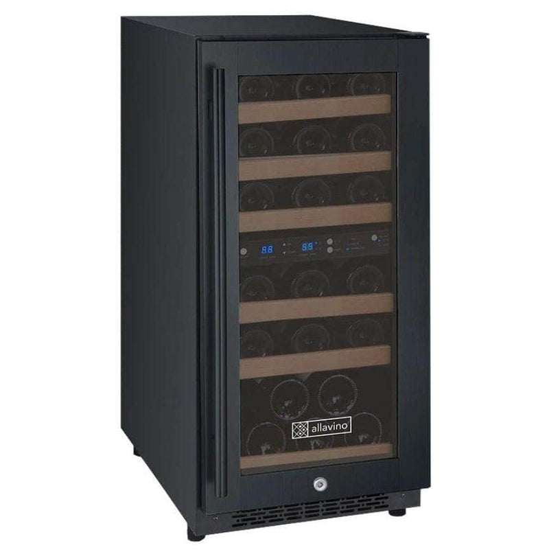 Allavino 15" Wide FlexCount II Tru-Vino 30 Bottle Dual Zone Black Wine Refrigerator (VSWR30-2BR20) - PrimeFair