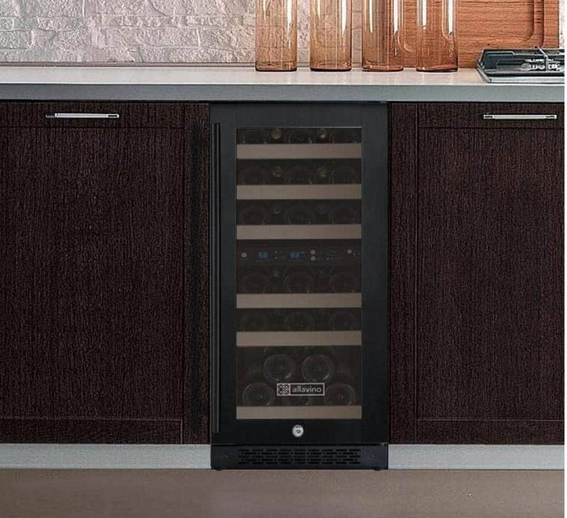 Allavino 15" Wide FlexCount II Tru-Vino 30 Bottle Dual Zone Black Wine Refrigerator (VSWR30-2BR20) - PrimeFair