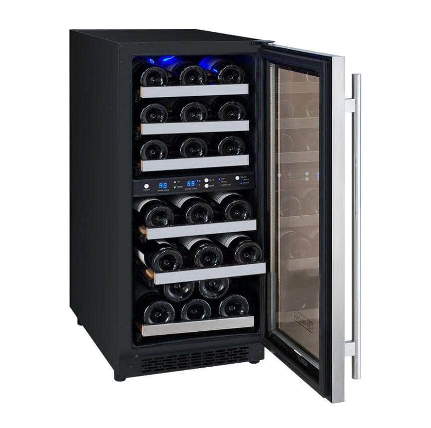 Allavino 15" Wide FlexCount II Tru-Vino 30 Bottle Dual Zone Stainless Steel Right Hinge Wine Refrigerator (VSWR30-2SR20) - PrimeFair