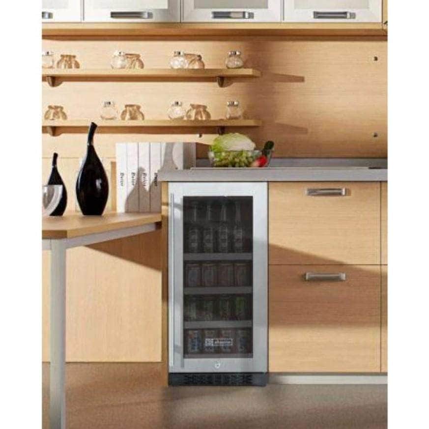 Allavino 15" Wide FlexCount II Tru-Vino Stainless Steel Left Hinge Beverage Center (VSBC15-SL20) - PrimeFair
