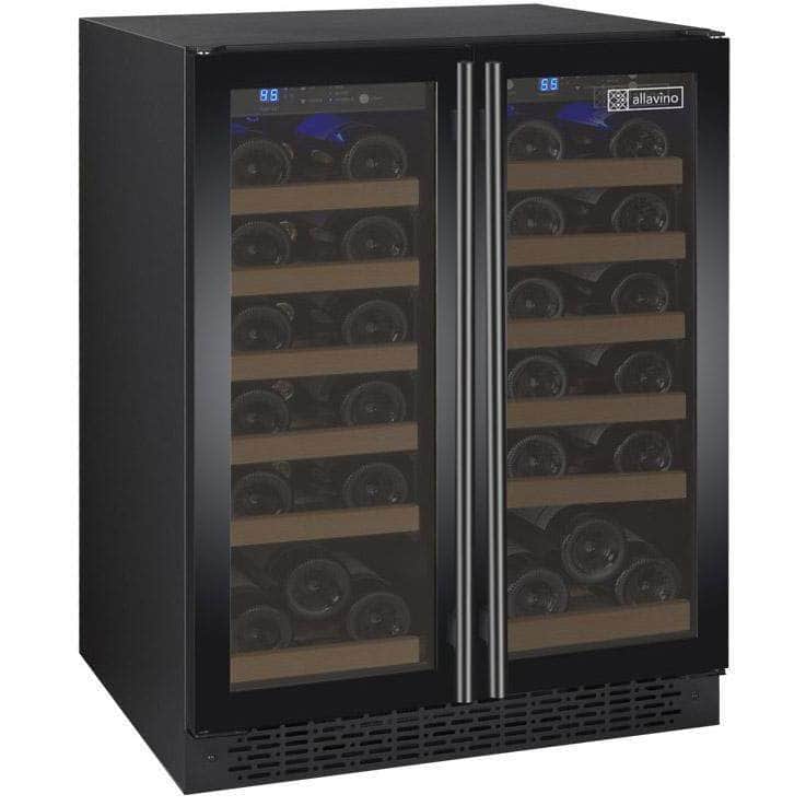 Allavino 24" Wide FlexCount II Tru-Vino 36 Bottle Dual Zone Black Wine Refrigerator (VSWR36-2BF20) - PrimeFair