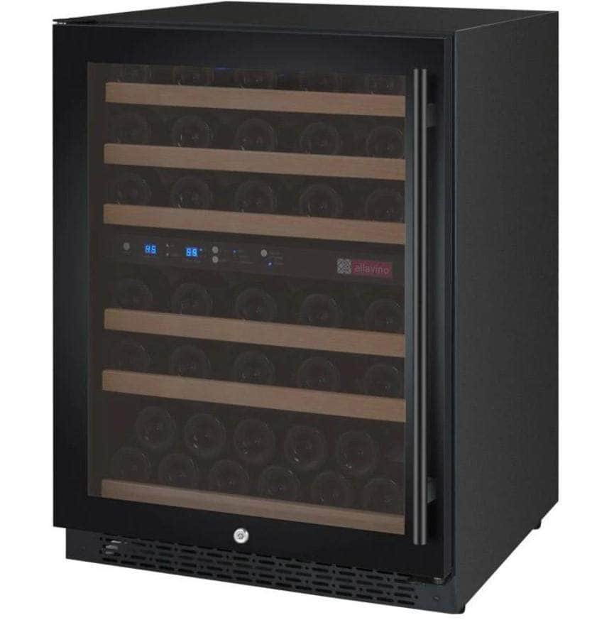 Allavino 24" Wide FlexCount II Tru-Vino 56 Bottle Dual Zone Black Left Hinge Wine Refrigerator (VSWR56-2BL20) - PrimeFair