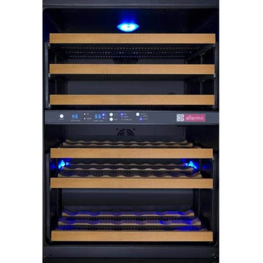 Allavino 24" Wide FlexCount II Tru-Vino 56 Bottle Dual Zone Black Left Hinge Wine Refrigerator (VSWR56-2BL20) - PrimeFair