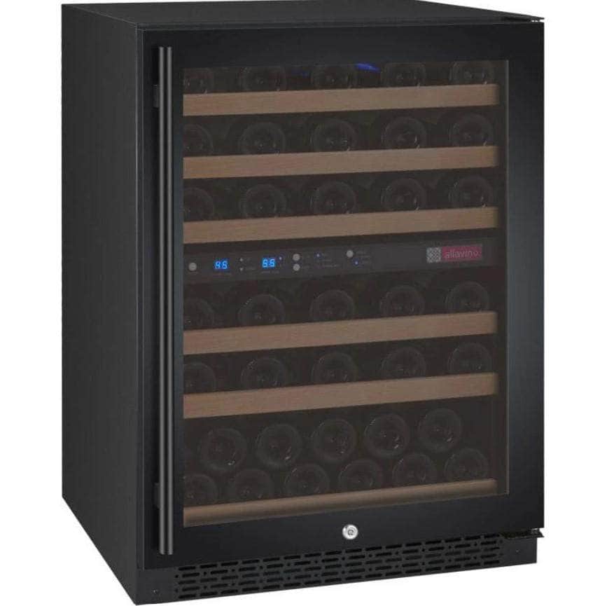 Allavino 24" Wide FlexCount II Tru-Vino 56 Bottle Dual Zone Black Right Hinge Wine Refrigerator (VSWR56-2BR20) - PrimeFair