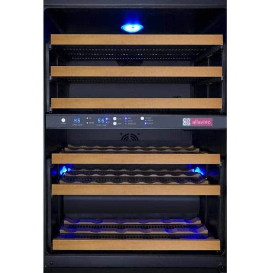 Allavino 24" Wide FlexCount II Tru-Vino 56 Bottle Dual Zone Black Right Hinge Wine Refrigerator (VSWR56-2BR20) - PrimeFair