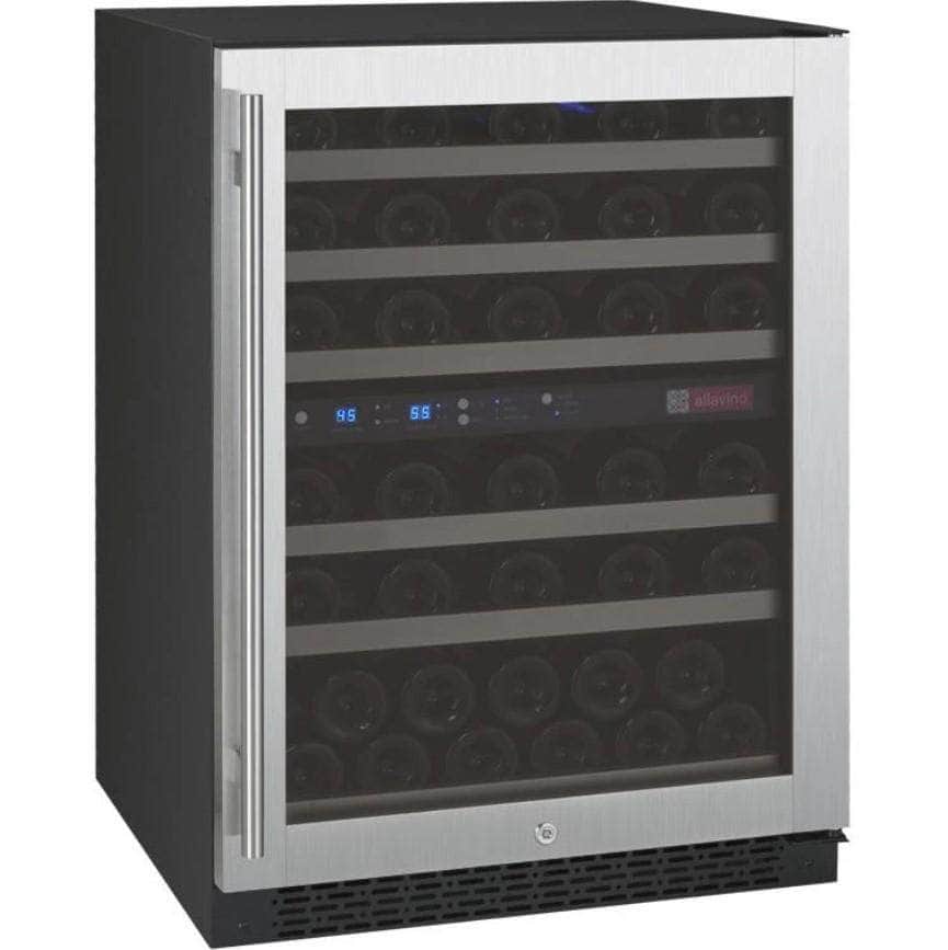 Allavino 24" Wide FlexCount II Tru-Vino 56 Bottle Dual Zone Stainless Steel Right Hinge Wine Refrigerator (VSWR56-2SR20) - PrimeFair