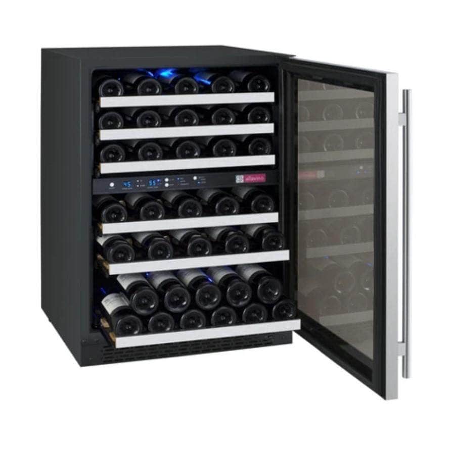 Allavino 24" Wide FlexCount II Tru-Vino 56 Bottle Dual Zone Stainless Steel Right Hinge Wine Refrigerator (VSWR56-2SR20) - PrimeFair